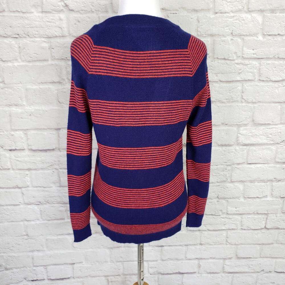 Vintage 70s Bradley Blue & Red Stripe V-neck Grandpa Cardigan Sweater Fits XS/S - Picture 4 of 14